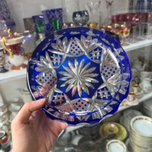 Cenicero de cristal súper tallado azul