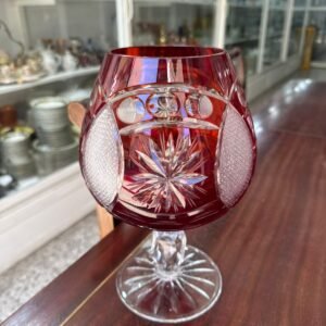 Florero copon cristal súper tallado rubi