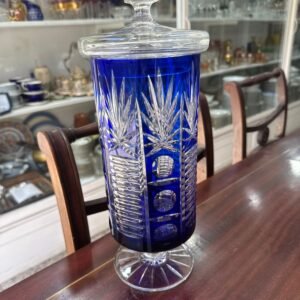 Bombonera alta cristal súper tallado azul
