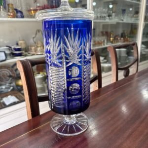 Bombonera alta cristal súper tallado azul