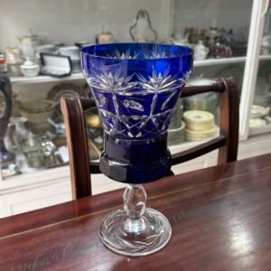 Florero de cristal súper tallado azul