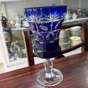 Florero de cristal súper tallado azul