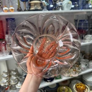 Ensaladera de vidrio prensado rosa