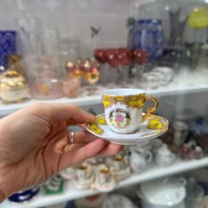 Dúo de café petit de colección de porcelana