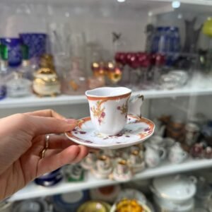 Dúo de café petit de colección de porcelana