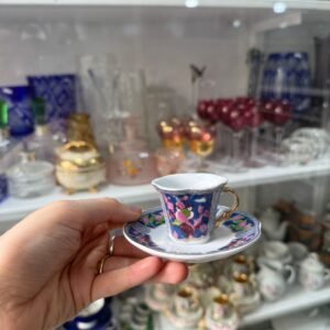 Dúo de café petit de colección de porcelana