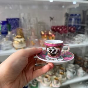 Dúo de café petit de colección de porcelana