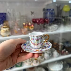 Dúo de café petit de colección de porcelana