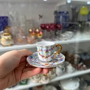 Dúo de café petit de colección de porcelana