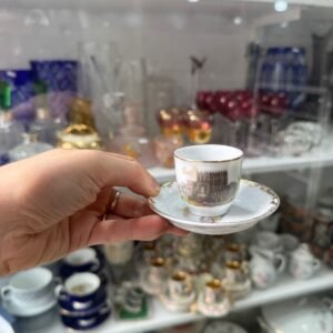 Dúo de café petit de colección de porcelana