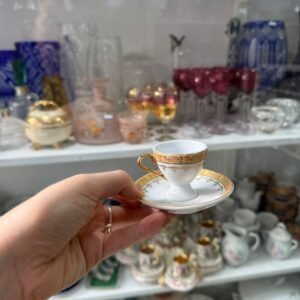 Dúo de café petit de colección de porcelana