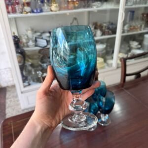 Juego de 6 copas grandes de cristal azules