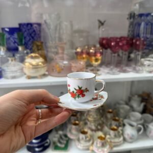 Dúo de café petit de colección de porcelana