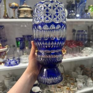 Florero cristal súper tallado azul