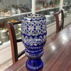 Florero cristal súper tallado azul