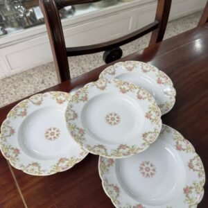 Set de 4 platos hondos porcelana francesa LIMOGES