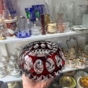 Gran cenicero de cristal súper tallado rubi