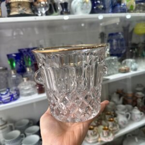 Hielera de vidrio prensado con guarda dorada