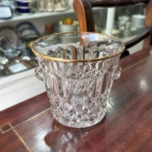 Hielera de vidrio prensado con guarda dorada