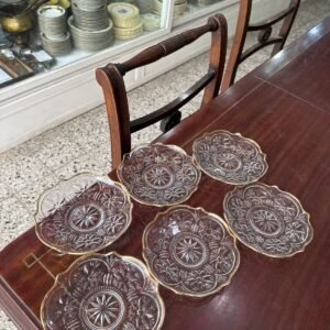 Juego de 6 platos de pan vidrio prensado con dorado