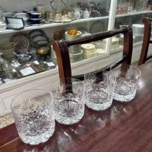 Set de 4 vasos de cristal súper tallado para whisky