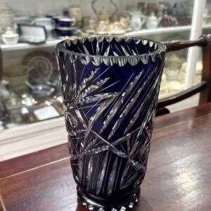 Florero de cristal súper tallado azul
