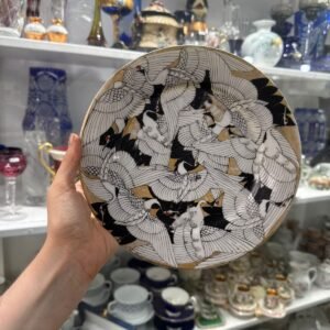 Masitero o plato de torta porcelana oriental pintada a mano