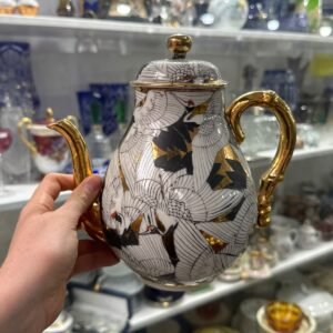 Juego de té porcelana oriental pintado a mano con oro