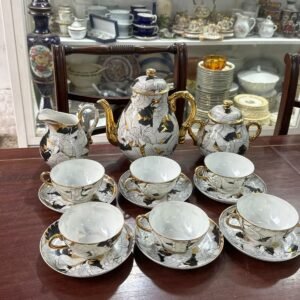 Juego de té porcelana oriental pintado a mano con oro