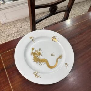 Masitero o plato de torta porcelana tsuji pintado a mano con oro