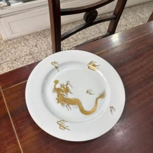 Masitero o plato de torta porcelana tsuji pintado a mano con oro