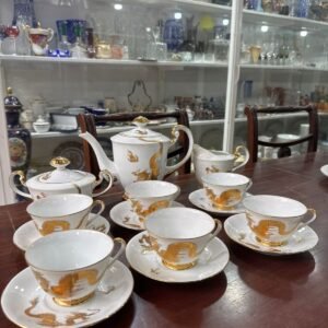 Juego de té porcelana tsuji completo para 6 personas con dragones pintado a mano con oro