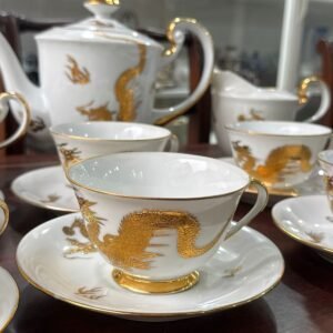 Juego de té porcelana tsuji completo para 6 personas con dragones pintado a mano con oro