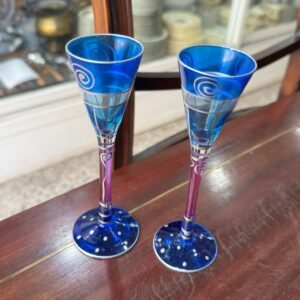 Set de 2 copas de vidrio de colores