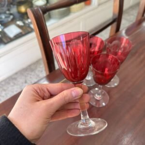 Set de 5 copas rubi de cristal