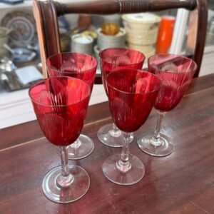 Set de 5 copas rubi de cristal