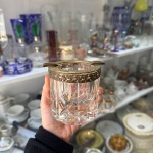 Cenicero cristal súper tallado con bronce