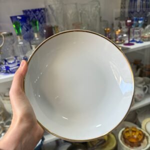 Juego de 8 platos hondos porcelana con guarda en oro