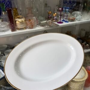 Fuente oval grande porcelana con guarda en oro