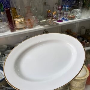 Fuente oval grande porcelana con guarda en oro