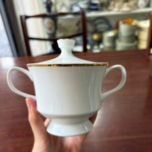 Azucarera porcelana con guarda en oro