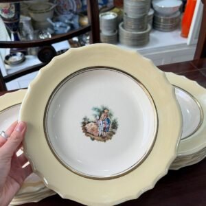 Juego de 12 platos hondos con escena galante