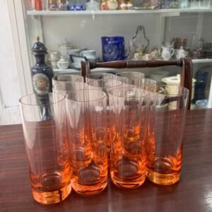 Juego de 10 vasos rosas de cristal