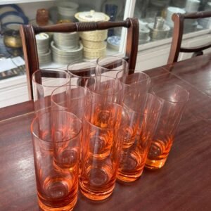 Juego de 10 vasos rosas de cristal