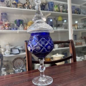 Caramelera o bombonera cristal tallado azul