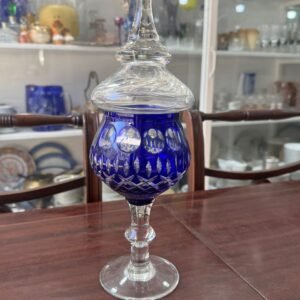 Caramelera o bombonera cristal tallado azul