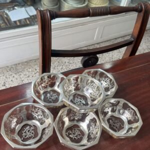 Juego de 6 compoteras de cristal con platería