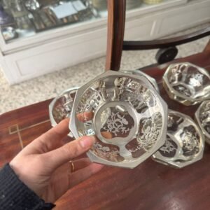 Juego de 6 compoteras de cristal con platería