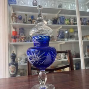 Caramelera de cristal súper tallado azul