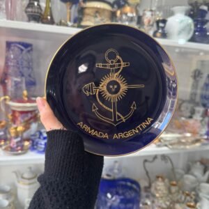 Plato porcelana tsuji azul cobalto con oro